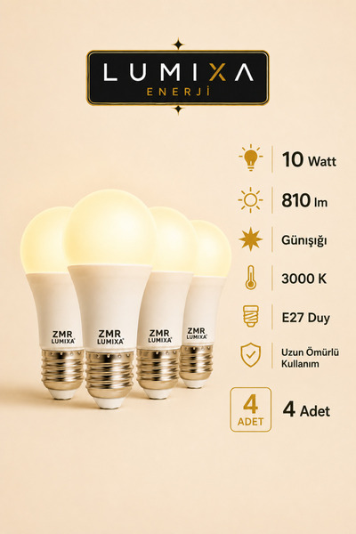 ZMR LUMIXA 10 WATT 810 LM GÜNIŞIĞI RENK AMPUL 2 ADET
