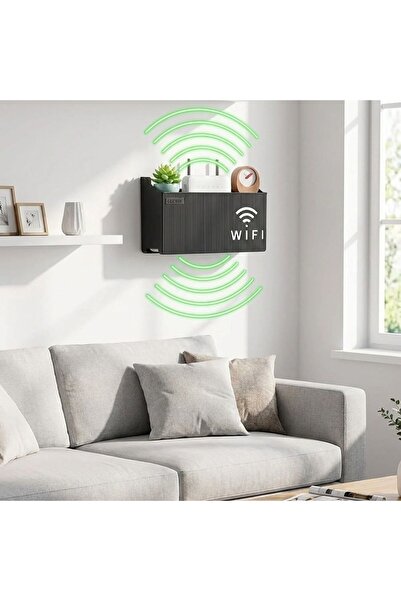 BY NEVSER ®   Wall Mounted Wi-Fi Modem Storage Box (Black) – Cable Organizer ...