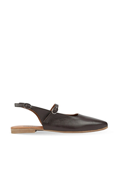 BUENO Brown Leather Women's Flat Sandals