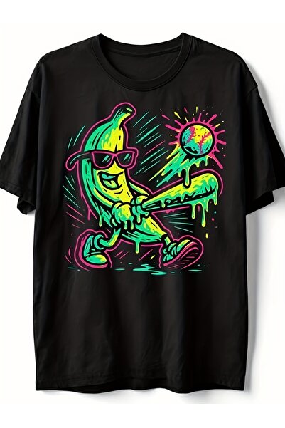 212Wear Funny Banana Baseball T-Shirt, Neon Drip Bat Retro 90s Vaporwave Grap...