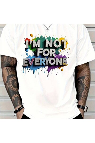 212Wear تي شيرت رجالي أسود بطباعة شعار "I'm Not Everyone" بتصميم جريء، ملابس ...