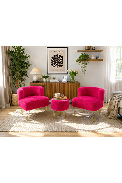 BEYLERBEYİ ÇAY SETİ İKİLİ KOLTUK BERJER VE PUF TAKIMI (SALON, BALKON, OFİS) 3...