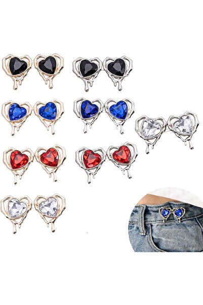 Arabest 8-Piece Instant Pant Waist Tightener,Heart Button Pins,Tool-Free Adju...