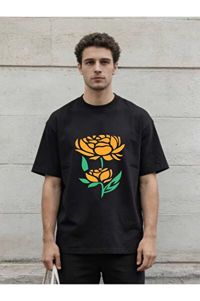 LİNA06 Elevate Your Style! 180G Stylish Flower Print T-Shirt Men Perfect Gift...