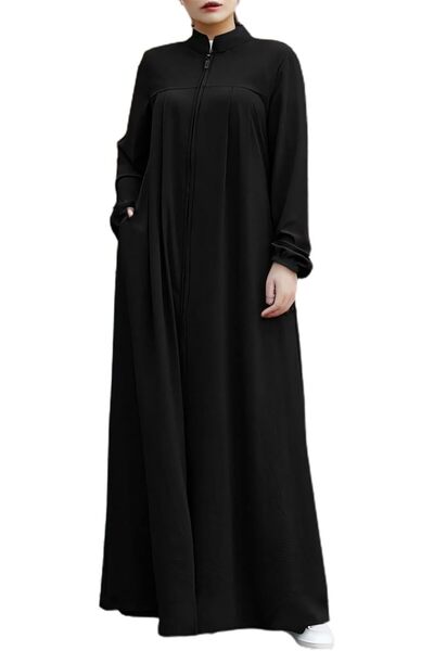 Generic Womens Abaya Muslim Long Sleeve Front Zipper Dress Prayer Islamic Clo...