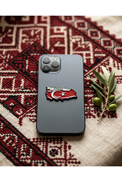 Zaytoon Turkey Flag Within the Map Phone Sticker – 3D Metal Design, Premium Q...