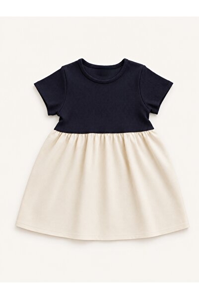 maternel Short Sleeve Cotton Contrast Dress