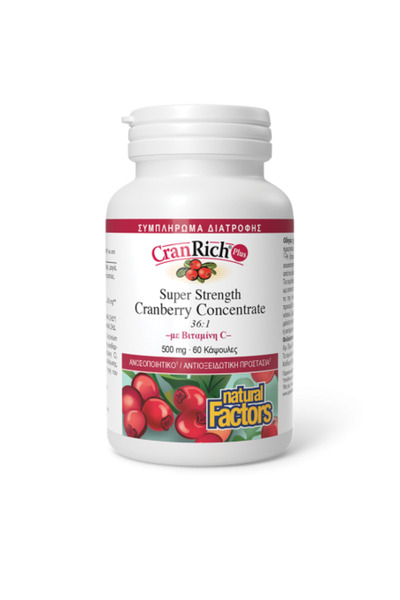 Natural Factors Cranrich Plus 500mg, 60 κάψουλες