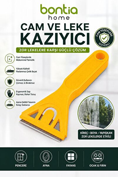 Bontia Cam ve Leke Kazıyıcı Paslanmaz Çelik Bıçaklı Cam Temizleme Kazıyıcı Fa...