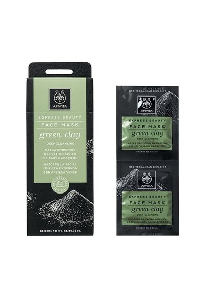 Apivita Express Beauty Μάσκα Προσώπου με Πράσινη Άργιλο για Βαθύ Καθαρισμό 2x8ml