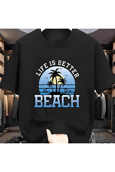 LİNA06 Men's Fashion T-Shirt, Summer Trend Item, Beach Style Print Design, "L...