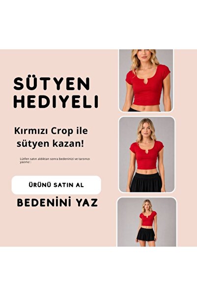 Leorina Red Crop Women's Top with Bra Gift