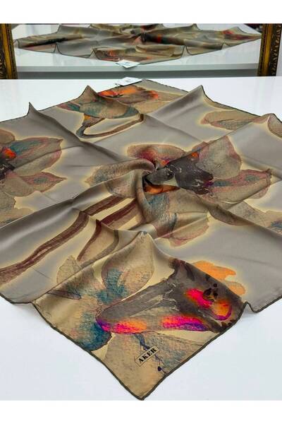 Aker Sura Silk Scarf Mink, Khaki, Petrol Green