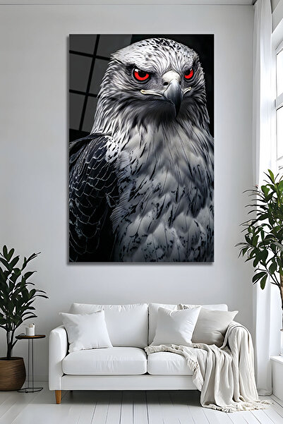 Parıltı Yayınları Siyah Beyaz Kartal Modern Salon Ofis Cam Tablo
