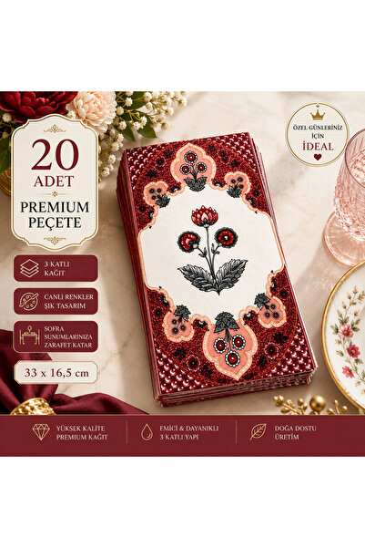 GEFFPRİVE 20'li Tek Tarafı Baskılı Premium Kağıt Peçete