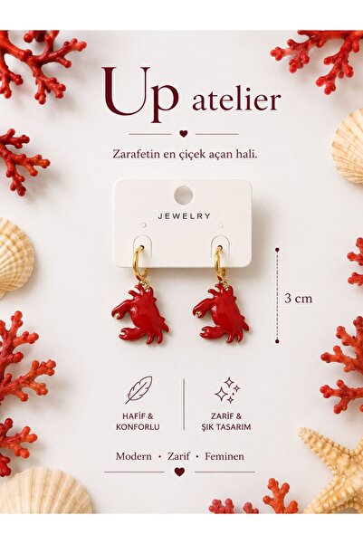 Up Atelier Beach Fashion Red Crab Earrings
