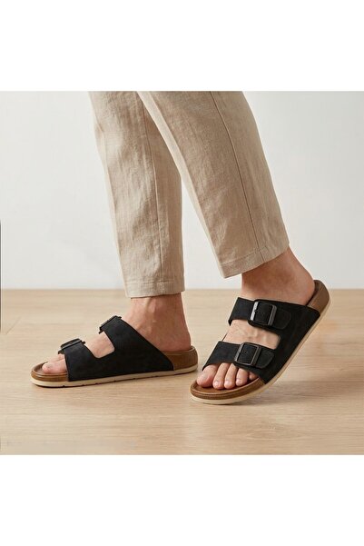 Hayo Men's Slippers with Double Belt and Adjustable Buckle Elispoly-100