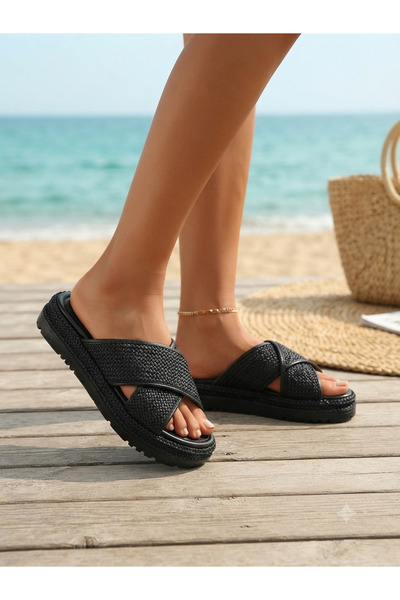 OZZO AYAKKABI Daily Straw Cross Women's Slippers