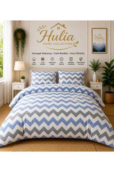 hulia home Ranforce Elastic Sheet Duvet Cover Set Double Size Cotton Soft Tex...