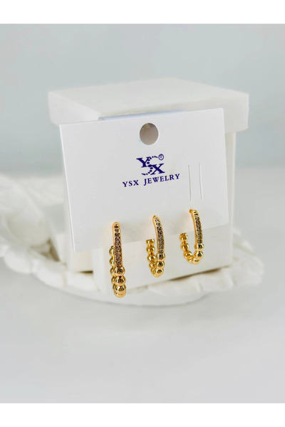 Inure Jewelry Zircon Stone Triple Combination Earrings - Kp00373