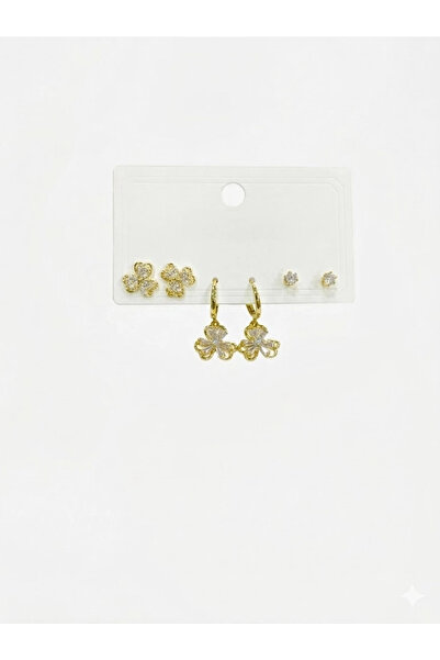 Inure Jewelry Three-Leaf Flower Detailed Six-Piece Earrings - Kp00559