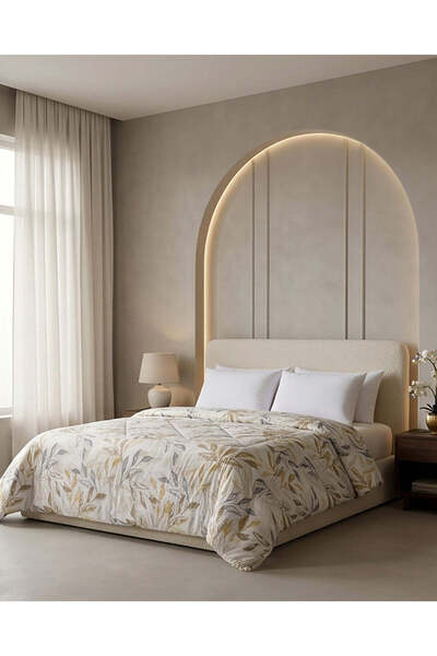 REDTAG Ivory Leaf Print King Size Comforter (220x240 Cm)