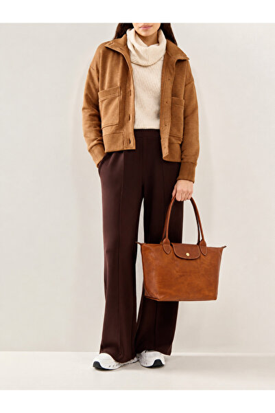 fubileather Genuine Leather Cognac Daily Tote Bag 28*26