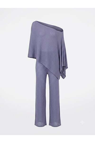 AQUELLA Asymmetrical Pale Purple Cape Trouser Set