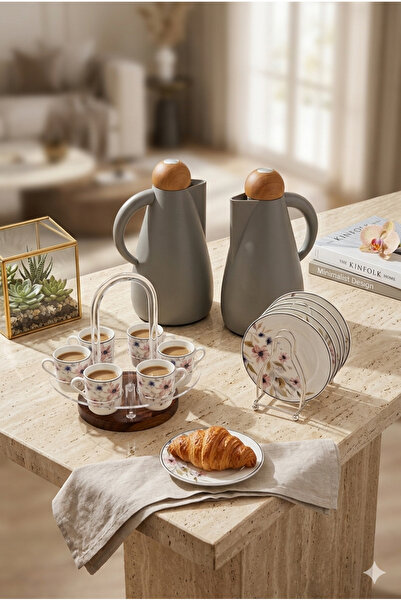Generic Luxury Tea and Coffee Set Serving Tray with Cup Holder Elegant and Mo...