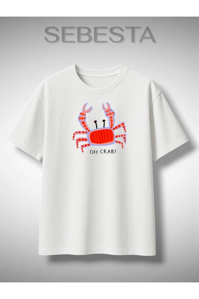 Sebesta Fashion Oh Crab Printed Premium Oversize T-Shirt