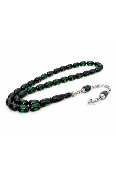 Genel Markalar Sürmeli Sıkma Kehribar Tesbih | Kapsül Kesim | 7x11 mm | Gümüş...