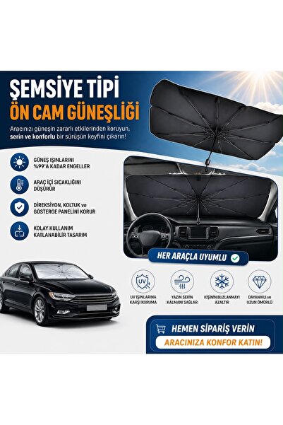 KUZEY AKSESUAR Araç içi Üniversal Ön Cam şemsiye Büyük Boy Katlanabilir Güneşlik