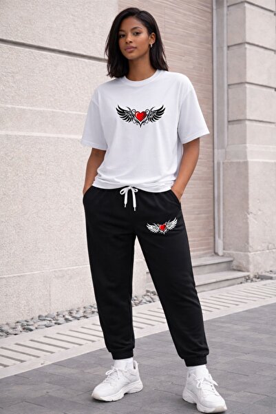 x-compass life Unisex Oversize Printed T-Shirt and Sweatpants Set – Wide Cut ...