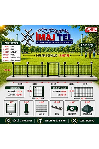 İMAJ TEL ÖRGÜ VE PANEL ÇİT SİSTEMLERİ / 120 CM LİK PANEL ÇİT TAKIM / 120 CM Y...