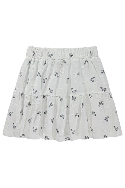 Civil Girls Embroidered Daisy Printed Skirt for 6-9 Years - Ecru