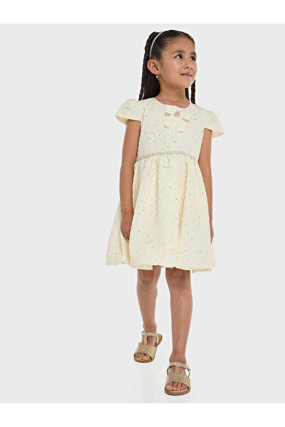 Victor and Jane By Styli Girls Jacquard Festive Dress with Embellishment
