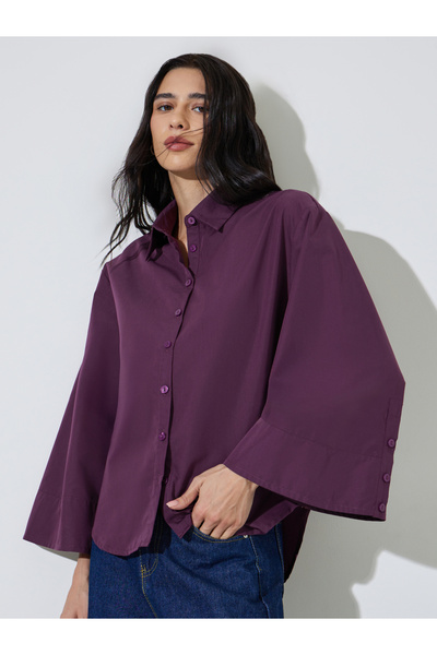 Styli Purple Wide Sleeve Button-Down Shirt