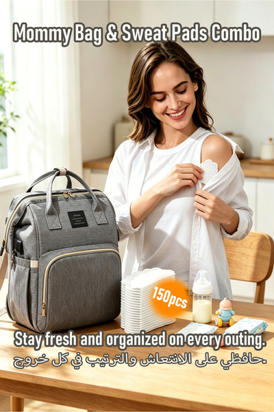 Selirxy Diaper Bag + 150pcs Underarm Sweat Pads – Mommy Bag with Insulated Po...