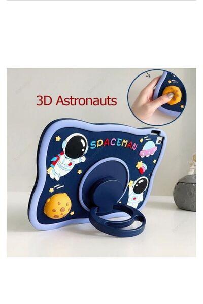 Alfa MEC Samsung Galaxy Tab A11 Plus 11 inç X230 Uyumlu Spaceman Standlı Çocuklara Özel Karakterli Kılıf+Tablet Kalem