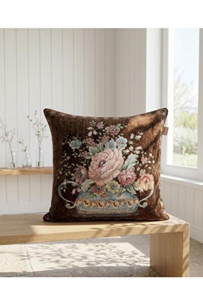 Believe Kinay Vazolu Jacquard Woven Tapety with Trim A.Brown Kirlent 45*45