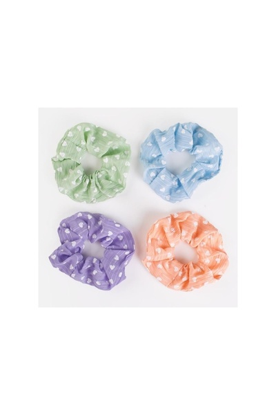 OEM Set 4 buc elastice de păr pentru fete cu inimi, multicolore, coafuri vesele