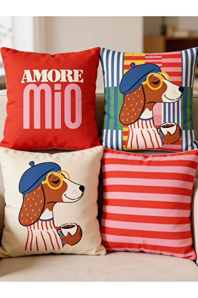 LadiesHome Decorative 4-Piece Throw Pillow Cover Set, 43X43 Cm, Double-Sided ...