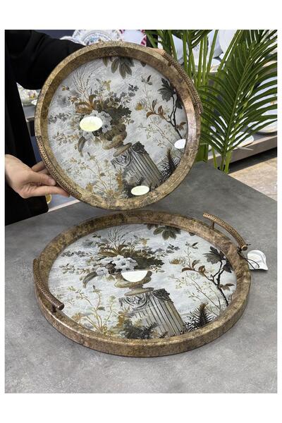 Doğudeko Adalie Round 2-Piece Polyurethane Luxury Tray