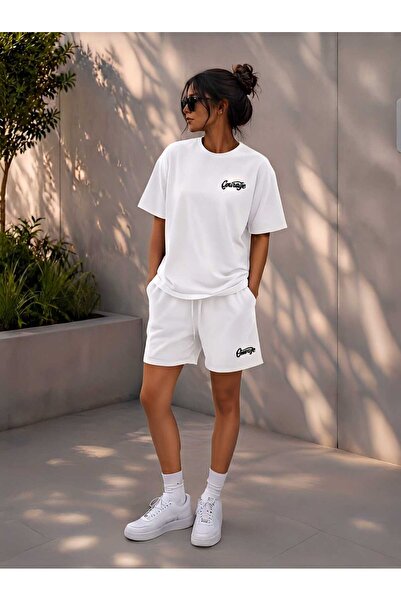 EFFRENATU Women's Washable Oversize Shorts Set Casual Daily Street Style