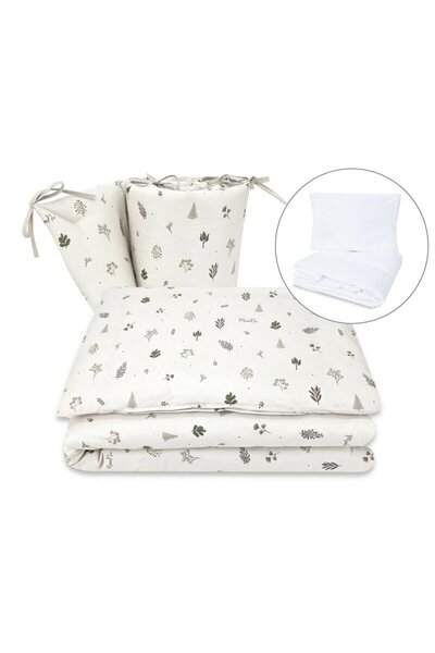 MimiNu Lenjerie patut cu 5 piese, MimiNu, Pentru patut 120x60 cm, Cu pilota s...