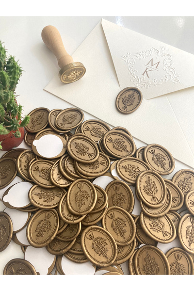 Talya MUM MÜHÜR Oval Buket Davetiye Mühür Mumu 50 Adet Antik Gold