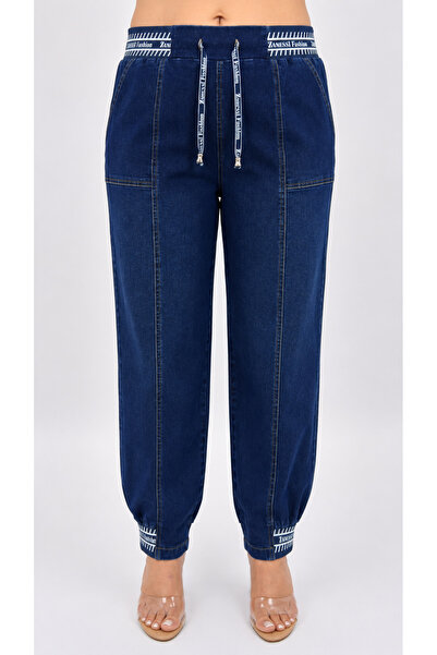 ZANESSİ FASHION Plus Size Denim Wide Leg Women's Trousers