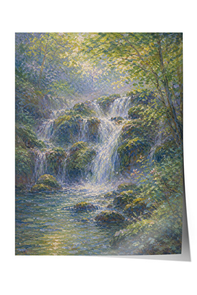 Zestia Monet plakat sa pejzažom prozračnog vodopada, impresionistički pejzaž,...