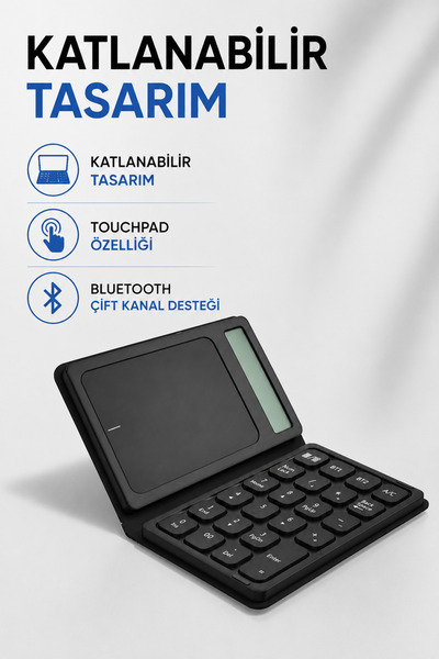 Coverzone Bluetooth Sayısal Tuş Takımı Touchpad Hesap Makineli Kablosuz Numer...