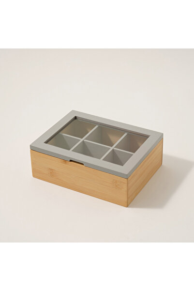 Dallaty bamboo tea box 6 sections, beige